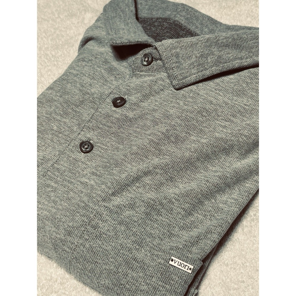 Vuori Strato Tech Polo Men's L Platinum Heather Stretch Golf Athletic Fit Shirt
